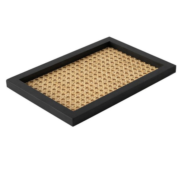 Holztablett Rattan - Schwarz - NUA CONCEPT