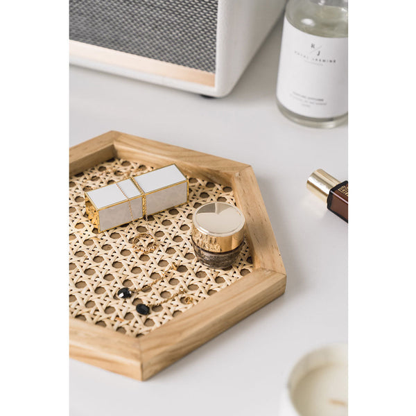 Holztablett Rattan Hexagon - NUA CONCEPT